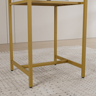 Sunvega Foldable Counter Height Bar Table Set with 2 Stools and Iron Frame