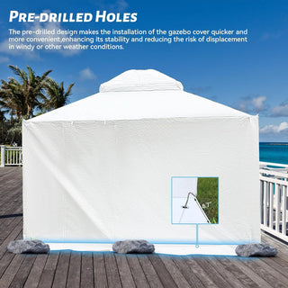 Sunvega Universal Winter Gazebo Cover with Sidewalls and Mesh Windows Waterproof