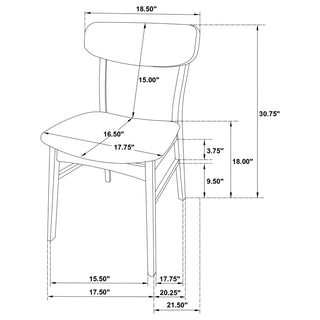 Sunvega Walnut Brown Dining Side Chairs Set of 2 with Curved Backrests and Padded Cushions