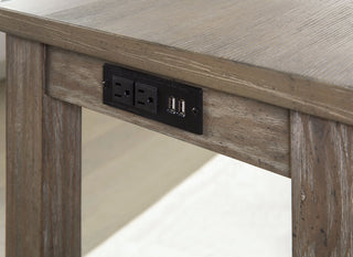 Sunvega Transitional Antique Blue and Gray Finish Dining Table Set with USB Outlet
