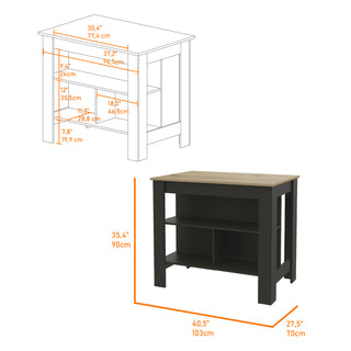 Sunvega Kitchen Island Table with Three Open Storage Shelves and Spacious Leg Room