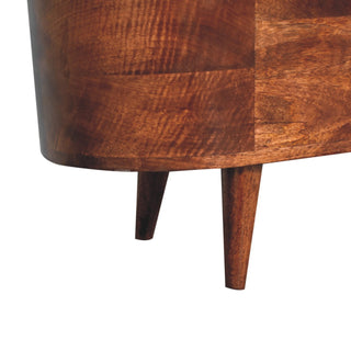 Sunvega Solid Mango Wood Honey Caramel Finish Rounded Lid-Up Blanket Box