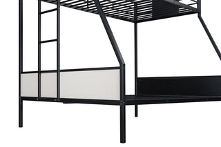 Sunvega Contemporary Black Metal Twin Over Full Bunk Bed with Ladder