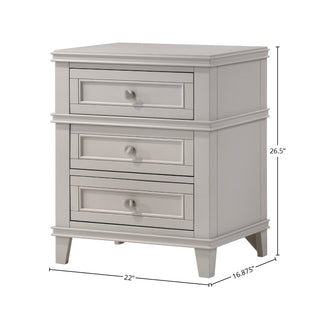 Sunvega 3 Drawer Nightstand with USB Charging Port and Custom Hardware