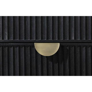 Sunvega Mason Black Contemporary Wood Nightstand with Two Fluted Drawers