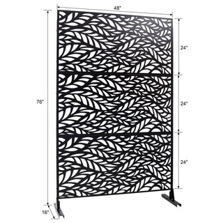 Sunvega Freestanding Metal Privacy Screen 76" H x 48" W for Indoor Outdoor Use