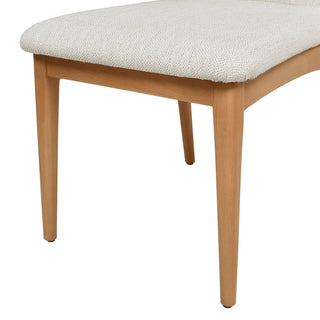 Sunvega Natural Light Brown Wood Dining Chairs with White Pepper Polyester Upholstery Set of 2