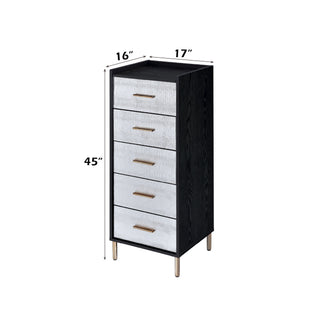 Sunvega Modern Nightstand with Patterned Drawer Fronts and Three Spacious Storage Drawers