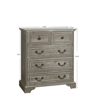 Sunvega Vintage Farmhouse Dresser with 5 Drawers and Antique White Finish