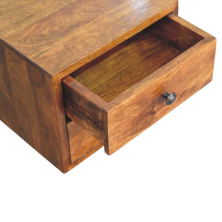 Sunvega Solis Collection Solid Mango Wood Wall Mounted Nightstand with Two Drawers