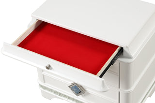 Sunvega Modern Style Nightstand with Soft-Closing Drawers and Crystal Accents
