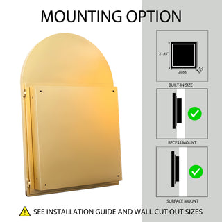 Sunvega Modern White Metal Framed Recessed Medicine Cabinet with Mirror and Storage