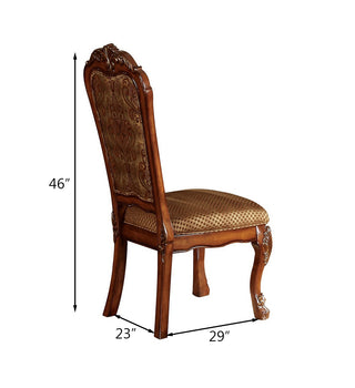 Sunvega Beige and Cherry Oak Padded Side Chair Set of 2 with Floral Back