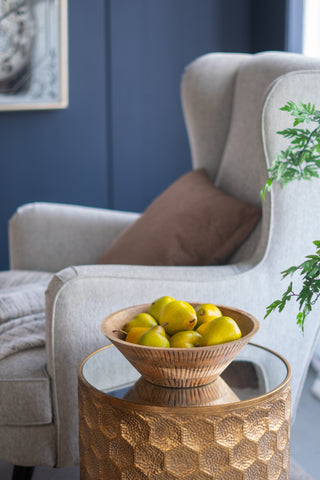 Sunvega 12x4 Inch Mango Wood Round Decorative Bowl with Natural Knots