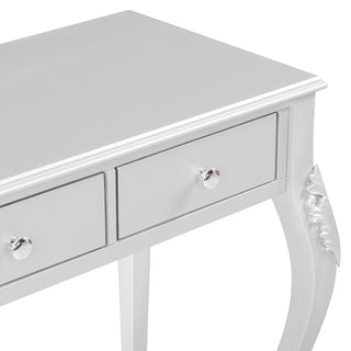Sunvega Elegant Makeup Vanity Desk with Oval Mirror and 3 Drawers for Bedroom
