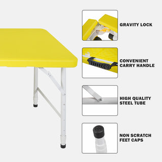 Sunvega 8ft Pink Folding Table with Waterproof Top and Foldable Design for Camping