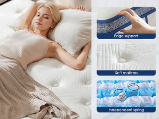 Sunvega 12 Inch Hybrid Queen Mattress with Pocket Springs and Memory Foam Support