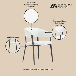 Sunvega Modern Upholstered Leatherette Dining Chair with Grey Metal Frame