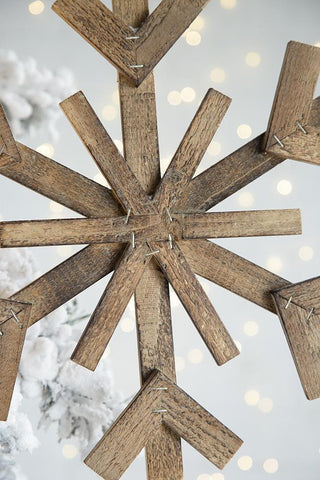 Sunvega Weathered Finish Iron Snowflake Hanging Ball Ornaments for Holiday Decor