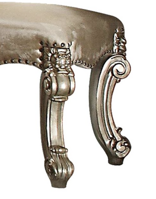 Sunvega Antique Pearl Finish PU Leather Vanity Stool with Button Tufted Back