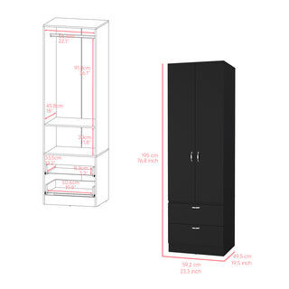 Sunvega Black Marlton Armoire with Spacious Storage Cabinet and Drawers
