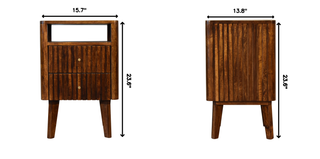 Sunvega Retro Modern Solid Mango Wood Nightstand with Chestnut Finish