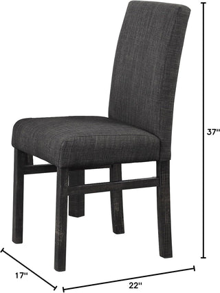 Sunvega Linen Blend Upholstered Side Chair Set of 2 with Oak Finish for Dining Room