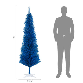 Sunvega Pencil Artificial Xmas Tree with Faux Snow Flocked Full Branch Tips Flame-retardant