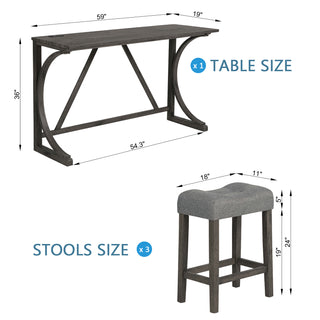 Sunvega 4-Piece Bar Table Set with Power Outlet and USB Port for Living Room