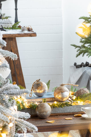 Sunvega Glass Glitter Painted Christmas Ball Ornaments Set of 12 for Holiday Decor