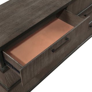 Sunvega Brown Black Finish 2-Drawers Nightstand Modern Industrial Bedroom Furniture