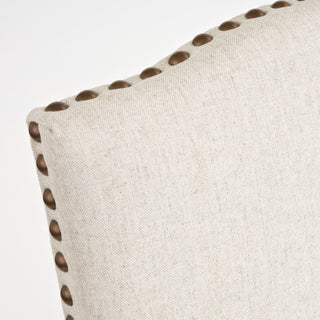 Sunvega Beige Polyester Upholstered Dining Chair with Bronze Studs