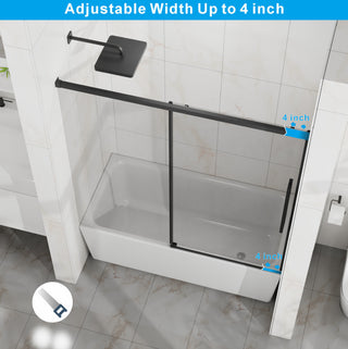 Sunvega 60x72 Inch Semi-Frameless Sliding Shower Door with Tempered Glass