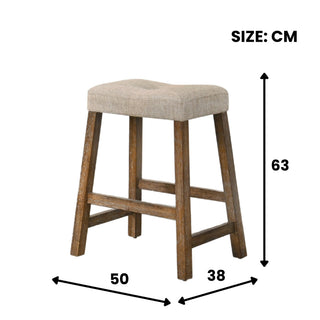 Sunvega Distressed Wooden Farmhouse Barstools with Faux Leather Seat, Counter-Height
