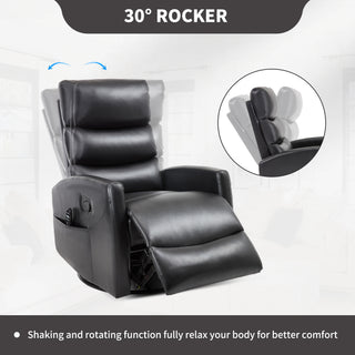 Sunvega Fabric Heat Massage Manual Recliner Chair with Rocker and Swivel for Living Room