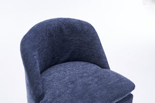 Sunvega Chenille Fabric Dining Arm Chair with Upholstered Back Cushion and Universal Wheels