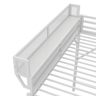 Sunvega Full Metal Loft Bed with Storage Shelf and Ladder for Kids Teens