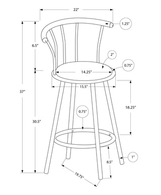 Sunvega Set of 2 Swivel Barstools with Grey Fabric Seats and White Metal Frame