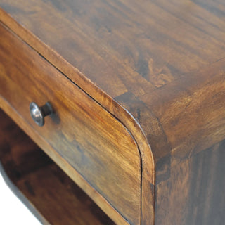 Sunvega Solid Mango Wood Wall Mounted Nightstand with Drawer and Open Slot
