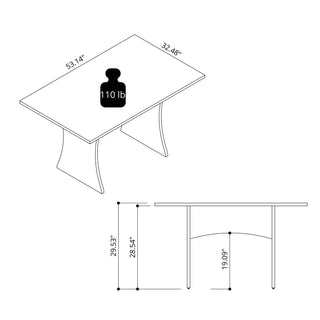 Sunvega Mid-Century Modern Dining Table with Curved Silhouette for 6