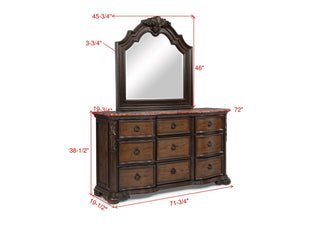 Sunvega Traditional Formal Style Nightstand with Genuine Marble Top and Three Drawers