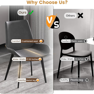Sunvega Modern Brown Dining Chair with Black Metal Legs and Ergonomic Seat Design