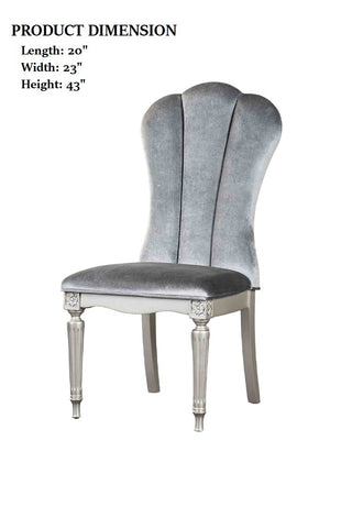 Sunvega Glam Style Silver And Light Gray Finish 2pc Side Chair With Fluted Legs