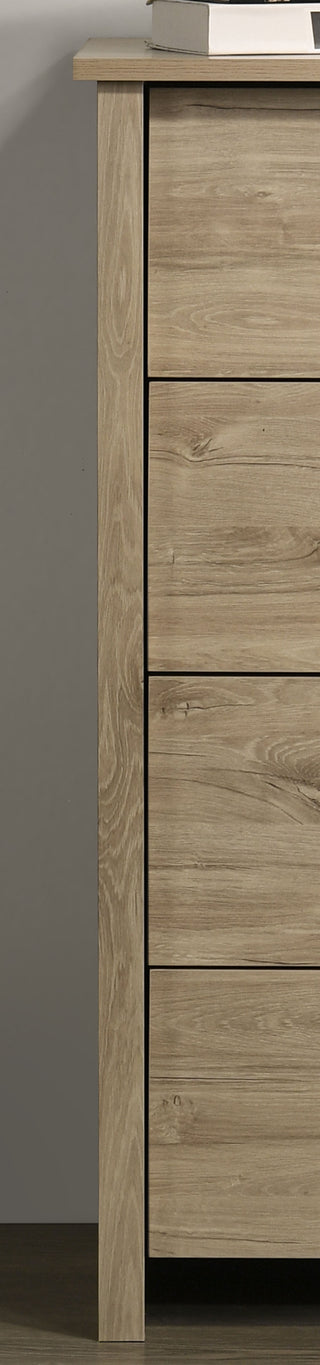 Sunvega 32 Inch Light Oak Finish 4-Drawer Chest with Black Metal Handles