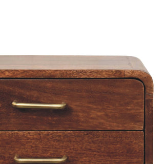 Sunvega Astor Solid Mango Wood Mid-Century Modern 2-Drawer Nightstand