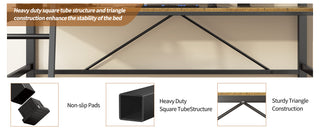 Sunvega Twin Metal Loft Bed with L-Shaped Desk, Charging Station and Safety Guardrails