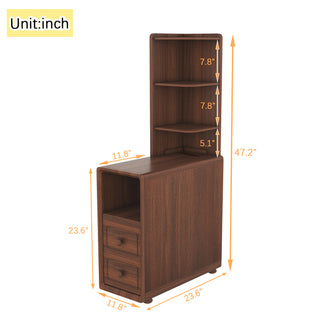 Sunvega End Table with Drawers and Outlets for Bedroom Corner Storage