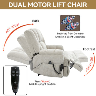Sunvega Dual Motor Lift Recliner Chair with Massage Lumbar Heat and Power Remote