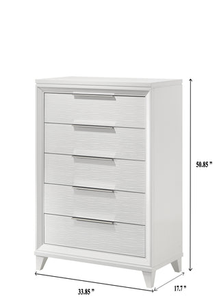 Sunvega Modern White Textured Finish Nightstand with Two Storage Drawers