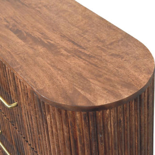 Sunvega Solid Mango Wood Ridgefront Chest with Six Fluted Drawers in Roasted Almond
